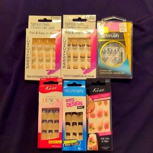 Five Acrylic Finger Nail Assortment And One Finger/Toes Decal set. 💅